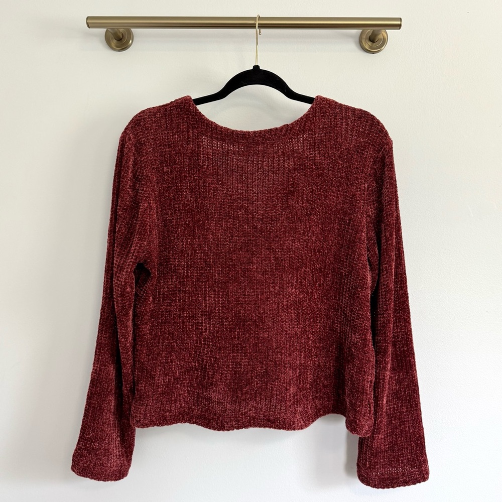 Gypsies & Moondust Burgundy Chenille Knit Button Cardigan Sweater Top - Picture 2 of 7